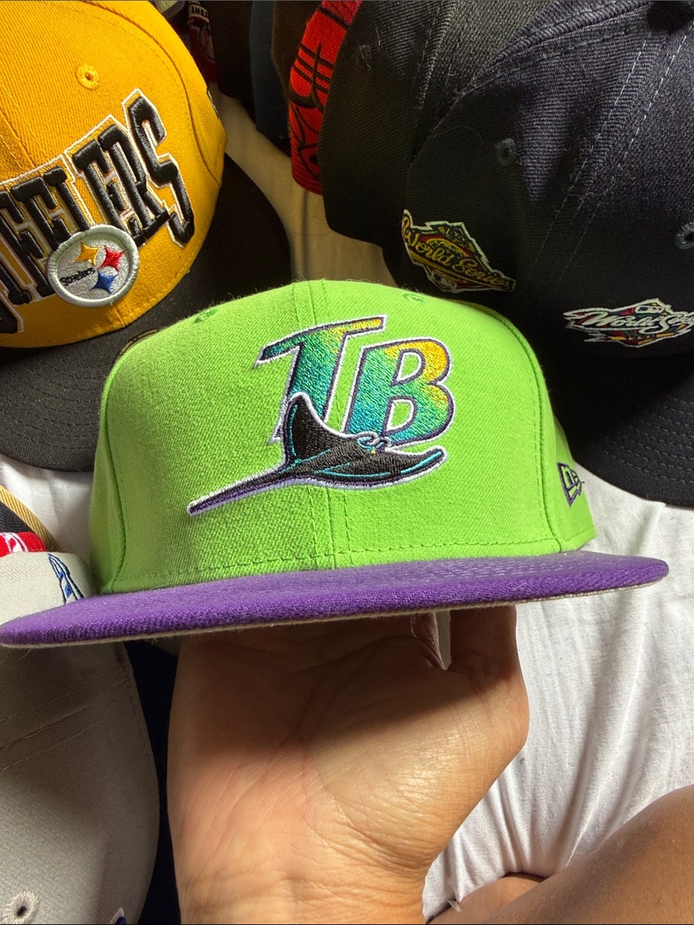 New Era TB Stingray Snapback Hat - Bright Green & Purple